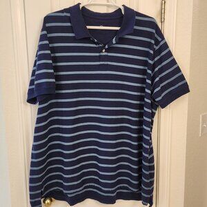 HB Navy / Light Blue Striped Polo Shirt – 6XLT – 60% Cotton / 40% Polyester